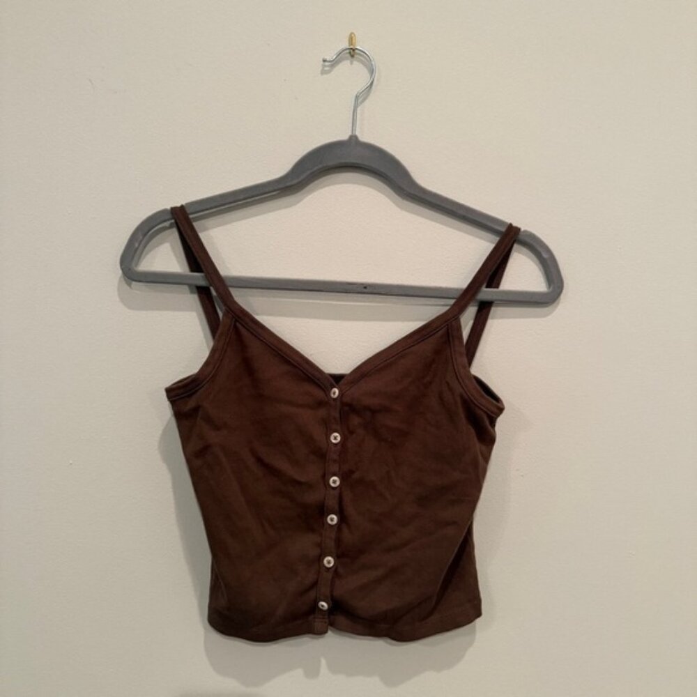 Brandy Melville Brown Button-Up Women's Top